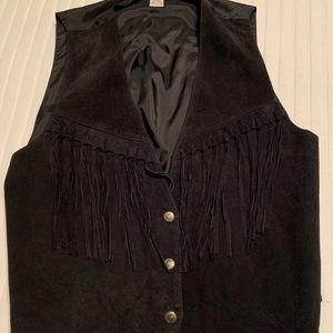 Cute suede leather fringe vest. Vest size L
